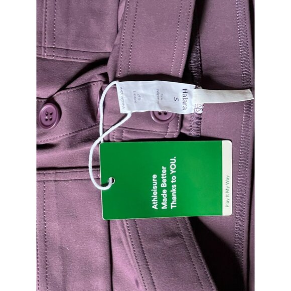 Halara High Waisted Straight Leg Pants Sz Small Womens Purple Button Front Pull - Picture 6 of 10